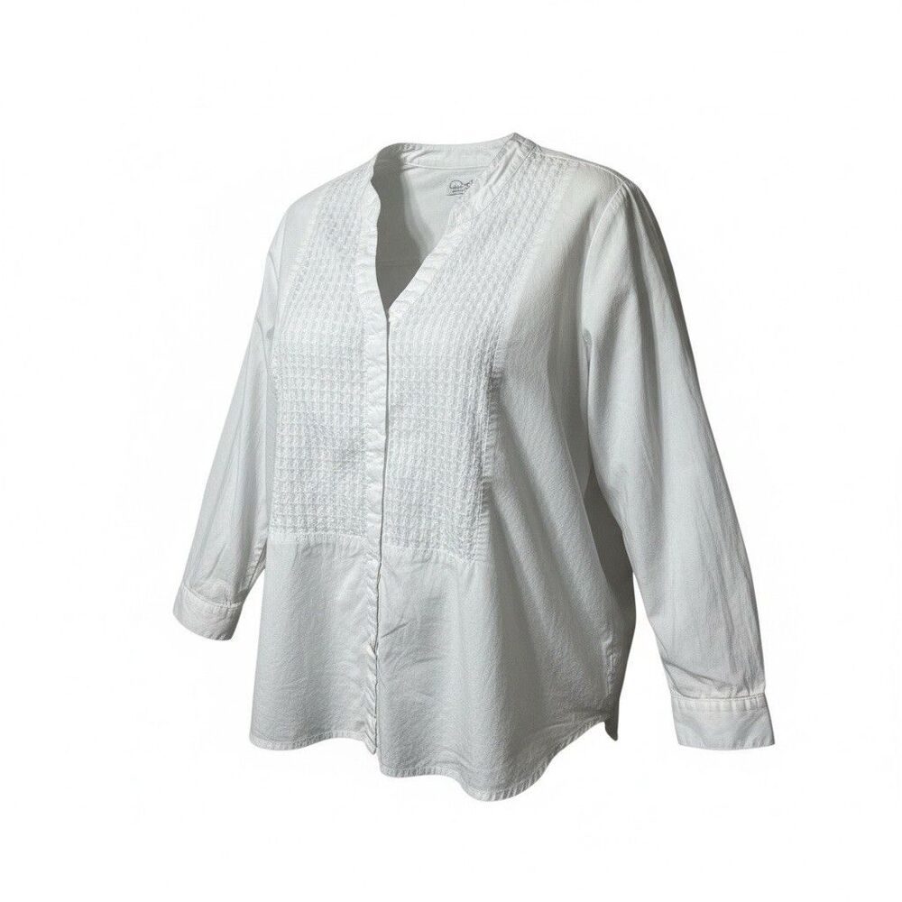 Diane Gilman women’s White Button Up tuxedo shirt plus size 3X